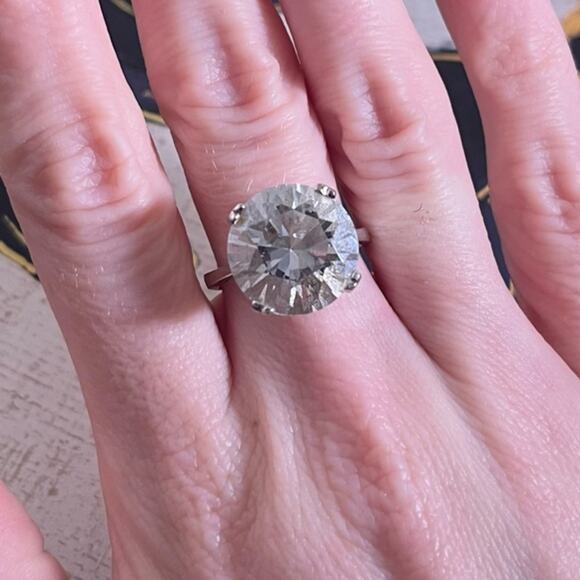 Vintage Cocktail 925 Sterling Silver Ring with Large Clear Crystal Stone - Picture 1 of 14